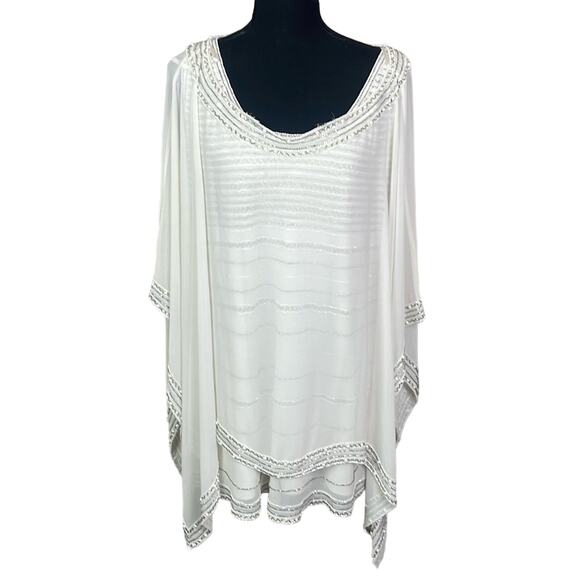 J Kara beaded evening formal tunic and cape women's 1X - Picture 1 of 10